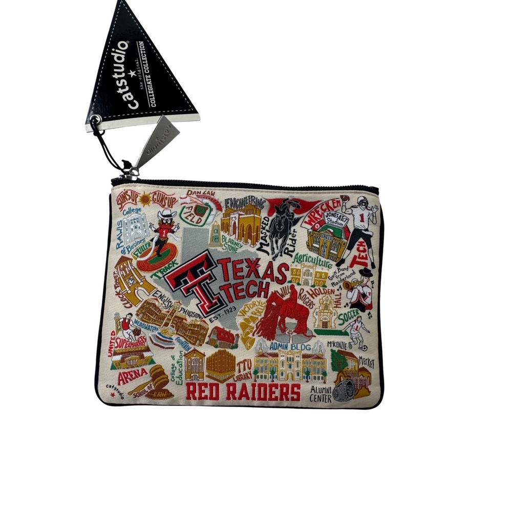 Catstudio Texas Tech Red Raiders Collegiate Collection Zip Pouch Canvas Bag NEW